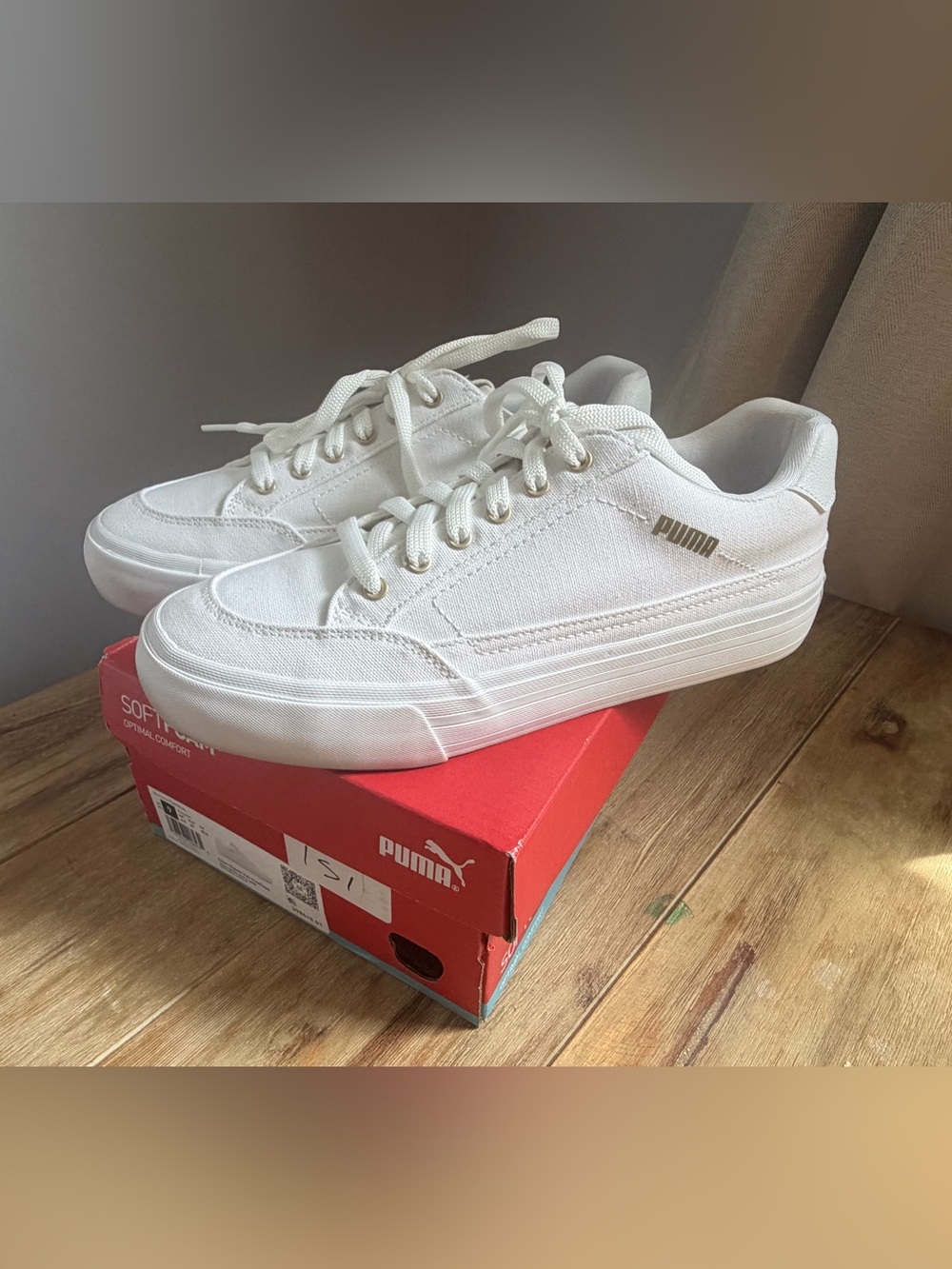 Puma White Court Classic Vulc Sneakers Size 9 - Picture 2 of 6